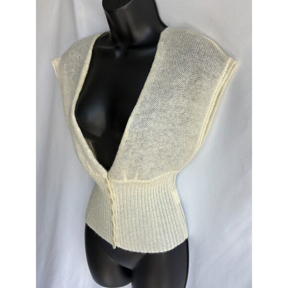 Vintage Old Navy Mohair Blend Y2K Sweater Top Vest Size S Classy Natural Minimal - Picture 3 of 9